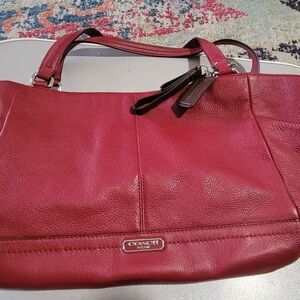 Coach Red Leather Tote Bag